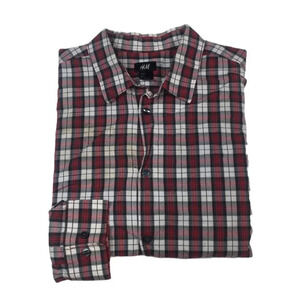 BF612 H&M Hipster Plaid Button Down Shirt L